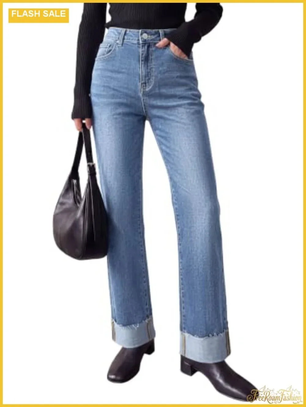Baggy Wide Leg High Rise Jeans for Women - Y2K Straight Leg Denim